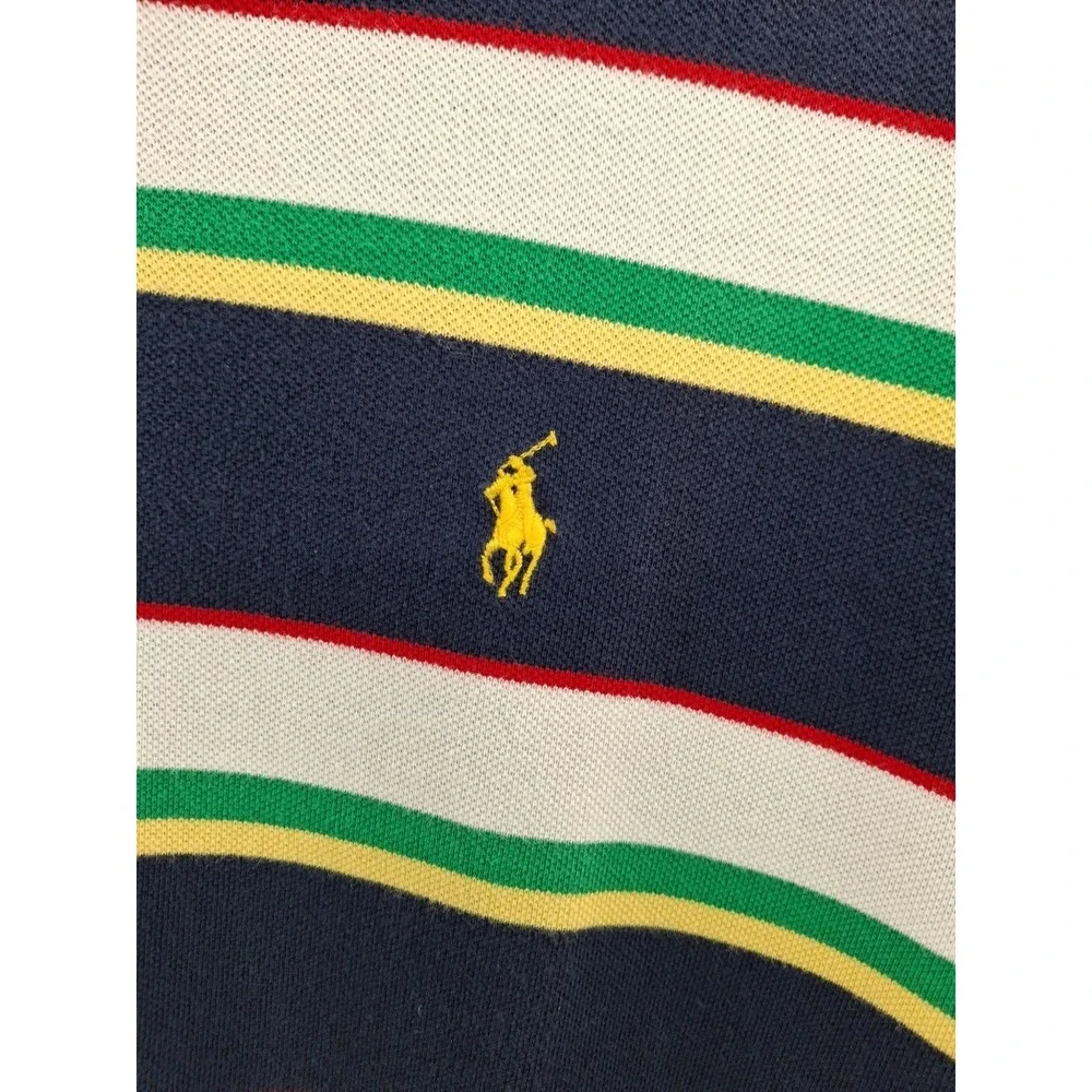 Polo Ralph‎ Lauren XL Striped Colorful Short Sleeve Polo Shirt Knit Cotton